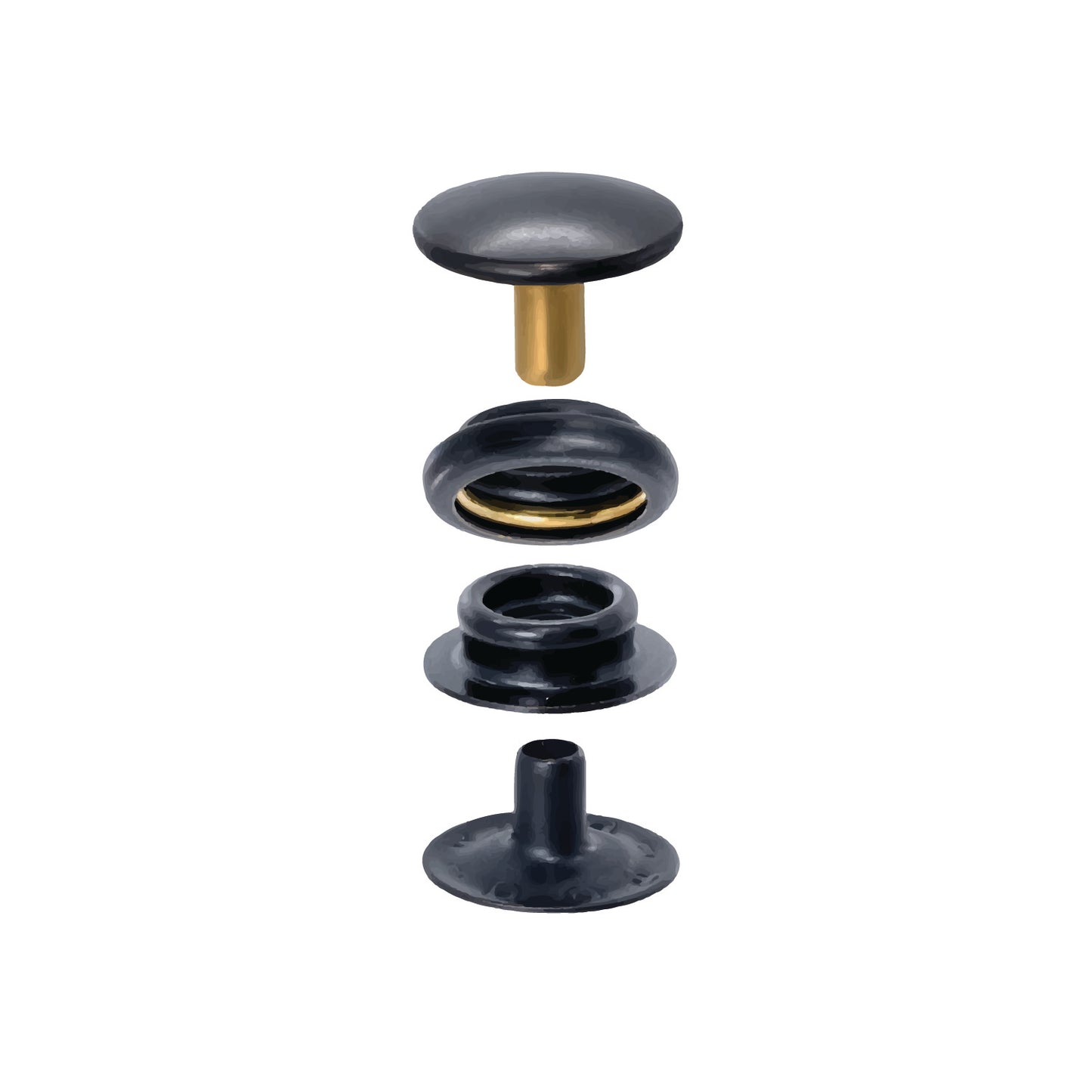 DOT® Durable™ Snap Fastener Set - Cloth-to-Cloth (Matte Black) 10ct