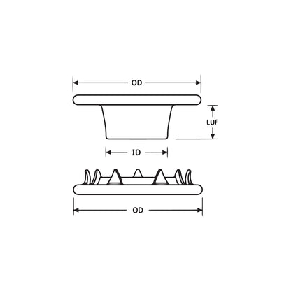 DOT® Rolled Rim Grommet and Spur Washer Size #20 Black Finish 50 pack 20-007T201611XG